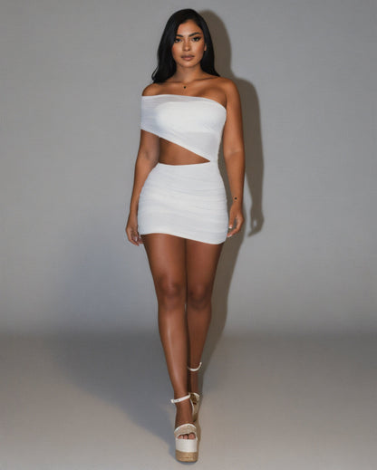 ANGELINA Asymmetric Strapless Mini Dress