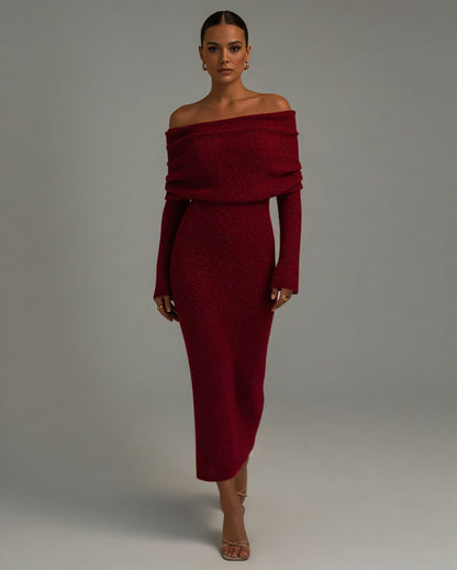 ANGELICA Knit Off-Shoulder Maxi Dress
