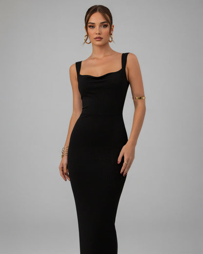 EVELLE Satin Bow-Back Maxi Dress